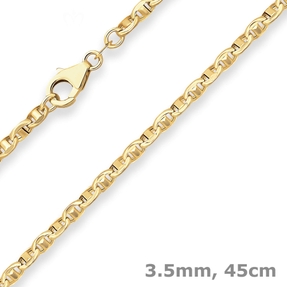 3,5mm Ankerkette-Steg Kette Collier Halskette aus 585 Gold Gelbgold 45cm
