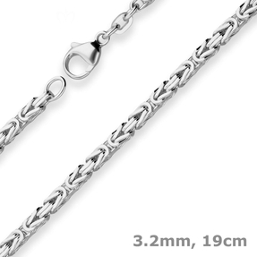 3,2mm Armband Königskette Armschmuck aus 925 Silber rhodiniert 19cm