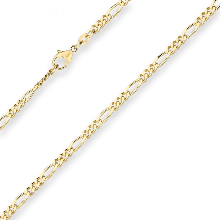 3.4mm Figarokette diamantiert aus 585 Gelbgold 42cm