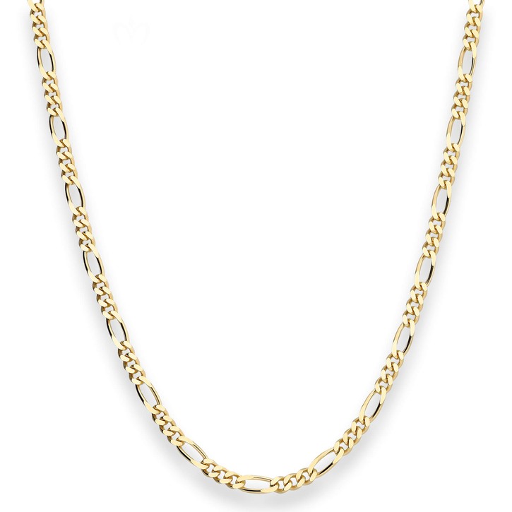 3.4mm Figarokette diamantiert aus 585 Gelbgold 42cm