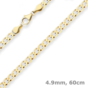 4,9mm Panzerkette weit Kette Collier Halskette aus 585 Gold Gelbgold 60cm