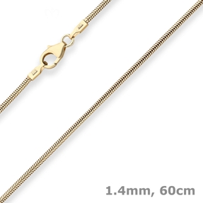1,4mm Schlangenkette Goldkette Collier Halskette aus 333 Gold Gelbgold 60cm