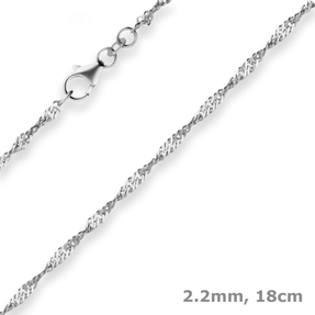 2,2mm Armband Singapurkette Armschmuck aus 585 Gold Weißgold 18cm
