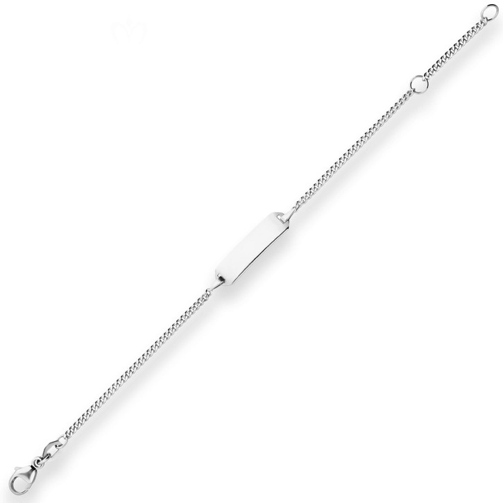 1.7mm Id-Armband Panzerkette Schildband aus 750 Weißgold 14cm