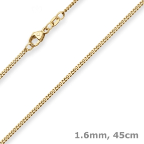 1,6mm Panzerkette Goldkette Collier Halskette aus 585 Gold Gelbgold 45cm