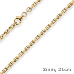 3mm Armband Ankerkette diamantiert Armschmuck aus 333 Gold Gelbgold 21cm