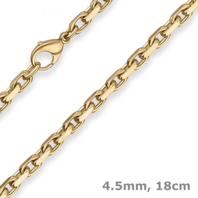 4,5mm Armband Ankerkette diamantiert Armschmuck aus 585 Gold Gelbgold 18cm