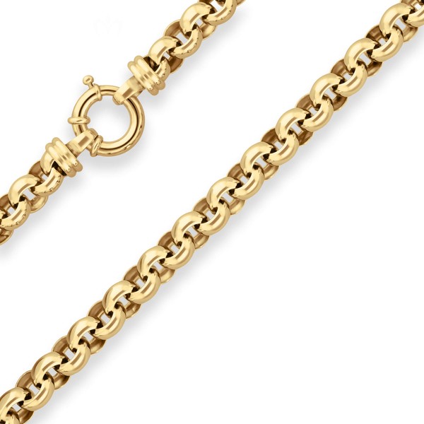 9.4mm Erbskette aus 585 Gelbgold 50cm