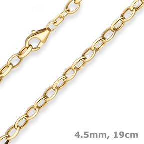 4,5mm Armband Erbskette Goldarmband Armschmuck aus 375 Gold Gelbgold 19cm