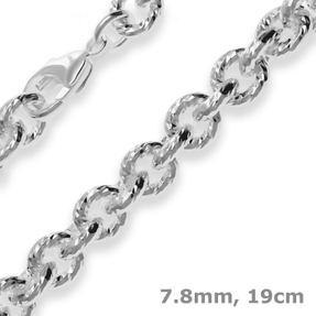 7,8mm Armband Ankerkette gerieft Silberarmband Armschmuck aus 925 Silber 19cm