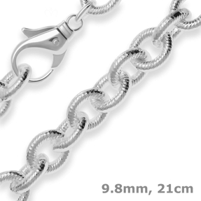 9,8mm Armband Ankerkette gerieft Silberarmband Armschmuck aus 925 Silber 21cm