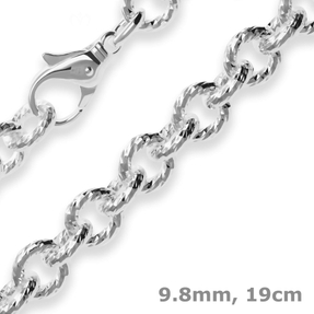 9,8mm Armband Ankerkette gerieft Silberarmband Armschmuck aus 925 Silber 19cm