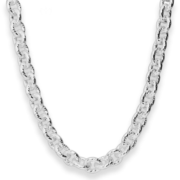 9.8mm Ankerkette gerieft aus 925 Silber 50cm