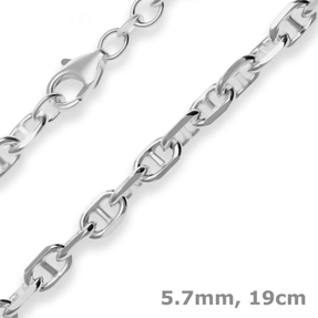 5,7mm Armband Ankerkette-Steg Armschmuck aus 925 Silber rhodiniert 19cm