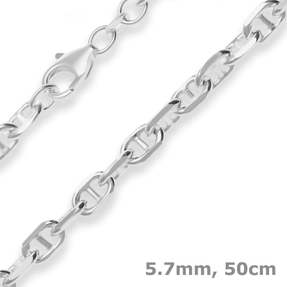 5,7mm Ankerkette-Steg Silberkette Collier Halskette aus 925 Silber 50cm 5,7mm Ankerkette-Steg Silberkette Collier Halskette aus 925 Silber 50cm