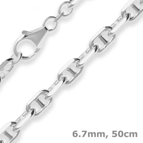 6,7mm Ankerkette-Steg Silberkette Collier Halskette aus 925 Silber 50cm