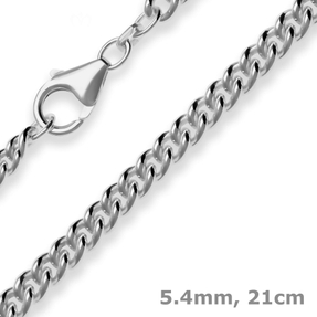 5,4mm Armband Panzerkette rund Armschmuck aus 925 Silber rhodiniert 21cm