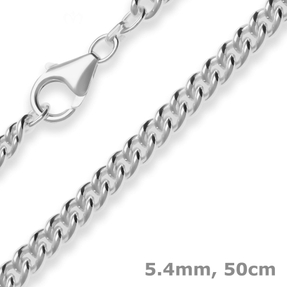 5,4mm Panzerkette rund Silberkette Collier Halskette aus 925 Silber 50cm