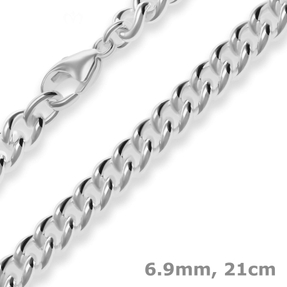 6,9mm Armband Panzerkette rund Silberarmband Armschmuck aus 925 Silber 21cm