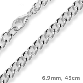 6,9mm Panzerkette rund Silberkette Collier Halskette aus 925 Silber 45cm