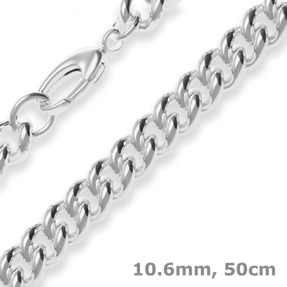10,6mm Panzerkette rund Silberkette Collier Halskette aus 925 Silber 50cm
