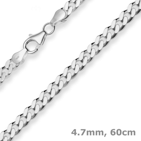 4,7mm Panzerkette Silberkette Collier Halskette aus 925 Silber rhodiniert 60cm