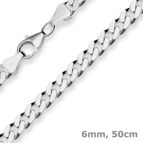 6mm Panzerkette Silberkette Collier Halskette aus 925 Silber rhodiniert 50cm