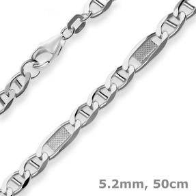 5,2mm Collier Halskette aus 925 Silber rhodiniert 50cm