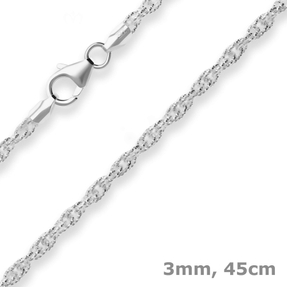 3mm Doppelankerkette Silberkette Collier Halskette aus 925 Silber 45cm