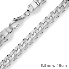 5,5mm Fuchsschwanzkette Collier Halskette aus 925 Silber rhodiniert matt 45cm