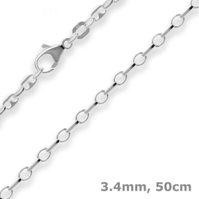 3,4mm Schiffsankerkette Silberkette Collier Halskette aus 925 Silber 50cm
