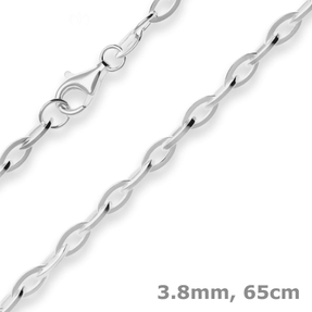 3,8mm Ankerkette weit Silberkette Collier Halskette aus 925 Silber 65cm