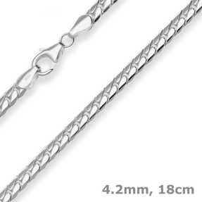 4,2mm Armband Panzerkette oval Silberarmband Armschmuck aus 925 Silber 18cm