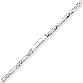 7,4mm Id-Armband Figarokette Armschmuck aus 925 Silber rhodiniert 21cm