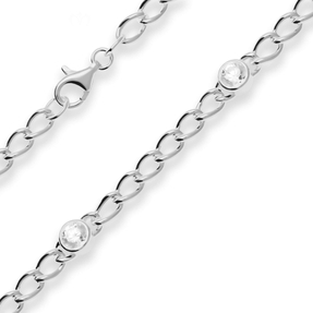 4mm Panzerkette weit Silberkette Collier Halskette aus 925 Silber 45cm Zirkonia