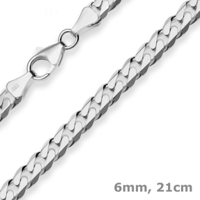 6mm Armband Panzerkette Silberarmband Armschmuck aus 925 Silber rhodiniert 21cm