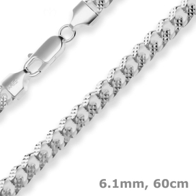 6,1mm Panzerkette oval Silberkette Collier Halskette aus 925 Silber 60cm