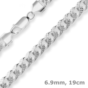 6,9mm Armband Panzerkette oval Silberarmband Armschmuck aus 925 Silber 19cm