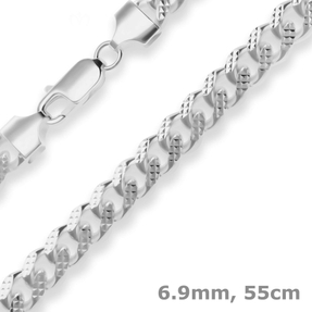 6,9mm Panzerkette oval Silberkette Collier Halskette aus 925 Silber 55cm
