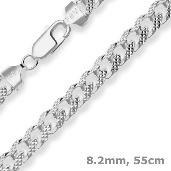 8.2mm Panzerkette oval aus 925 Silber 55cm