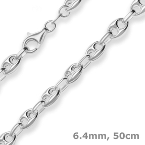 6,4mm Schiffsankerkette Silberkette Collier Halskette aus 925 Silber 50cm