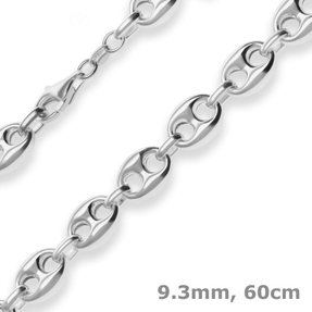 9,3mm Schiffsankerkette Silberkette Collier Halskette aus 925 Silber 60cm
