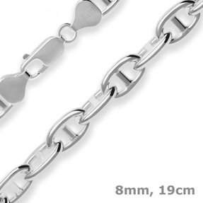 8mm Armband Ankerkette-Steg Silberarmband Armschmuck aus 925 Silber 19cm 8mm Armband Ankerkette-Steg Silberarmband Armschmuck aus 925 Silber 19cm