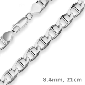 8,4mm Armband Panzerstegkette Silberarmband Armschmuck aus 925 Silber 21cm