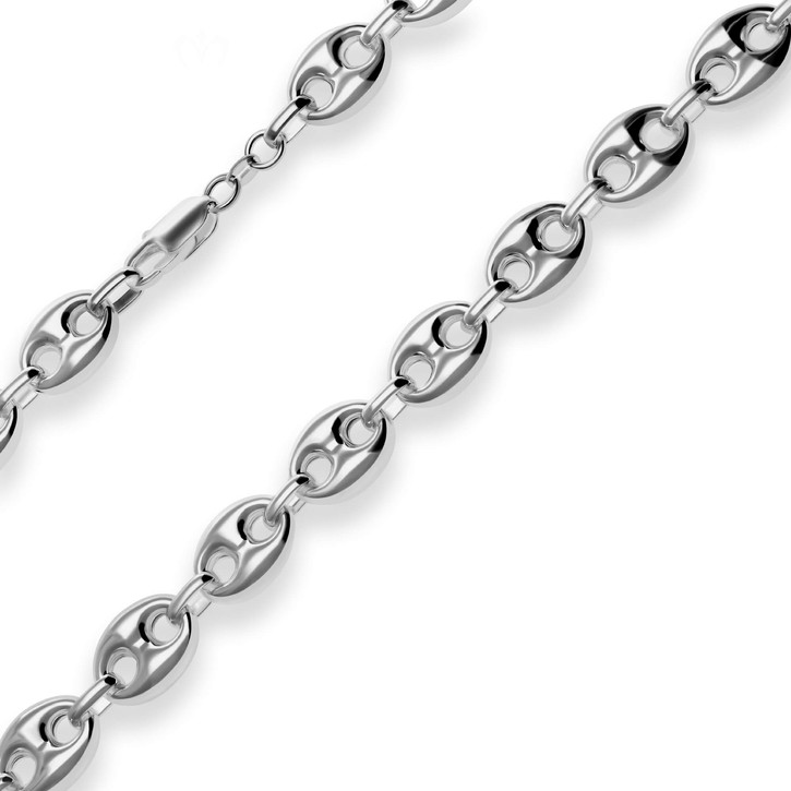 11.8mm Schiffsankerkette aus 925 Silber rhodiniert 50cm