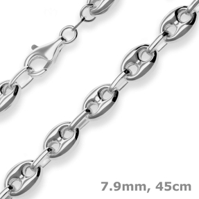 7,9mm Schiffsankerkette Kette Collier Halskette aus 925 Silber rhodiniert 45cm 7,9mm Schiffsankerkette Kette Collier Halskette aus 925 Silber rhodiniert 45cm