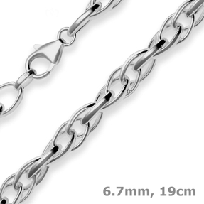 6,7mm Armband Doppelankerkette Armschmuck aus 925 Silber rhodiniert 19cm