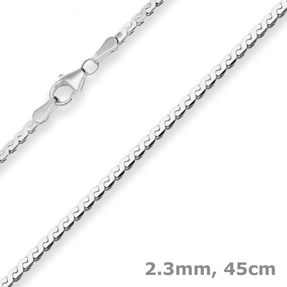2,3mm Fantasiekette Silberkette Collier Halskette aus 925 Silber 45cm