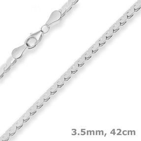 3,5mm Fantasiekette Silberkette Collier Halskette aus 925 Silber 42cm