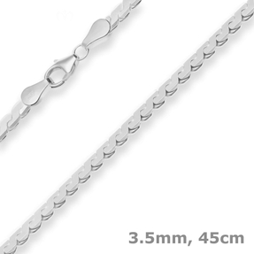 3,5mm Fantasiekette Silberkette Collier Halskette aus 925 Silber 45cm